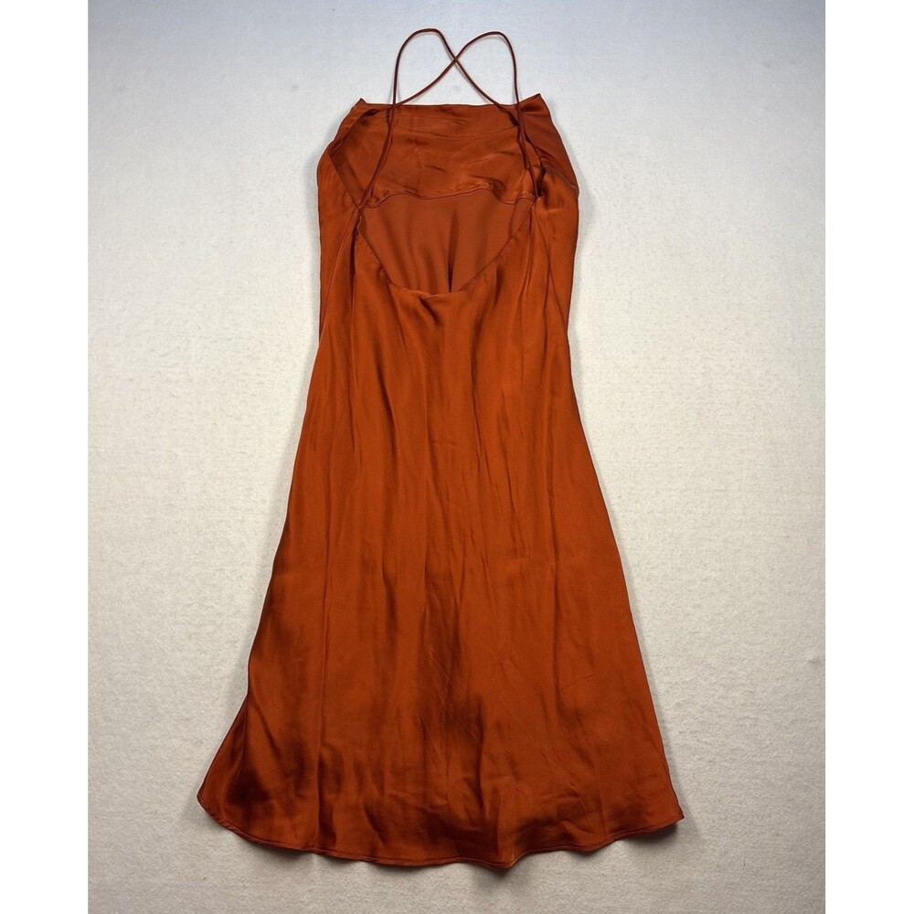 BACKSTAGE Australian Silk & Cupro Cowl Back Slip Dress - Rust Copper - Size S